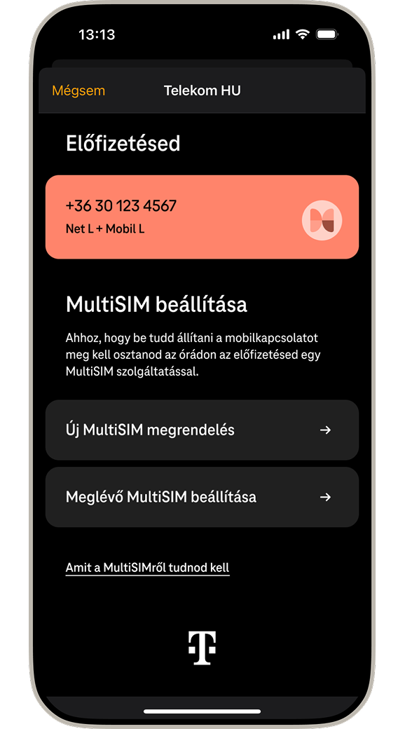 MultiSim szolgáltatás beállítása