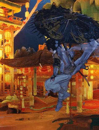 Egy videojátékból származó képernyő, mely az Apple M3 chip fejlett grafikus képességeit mutatja be