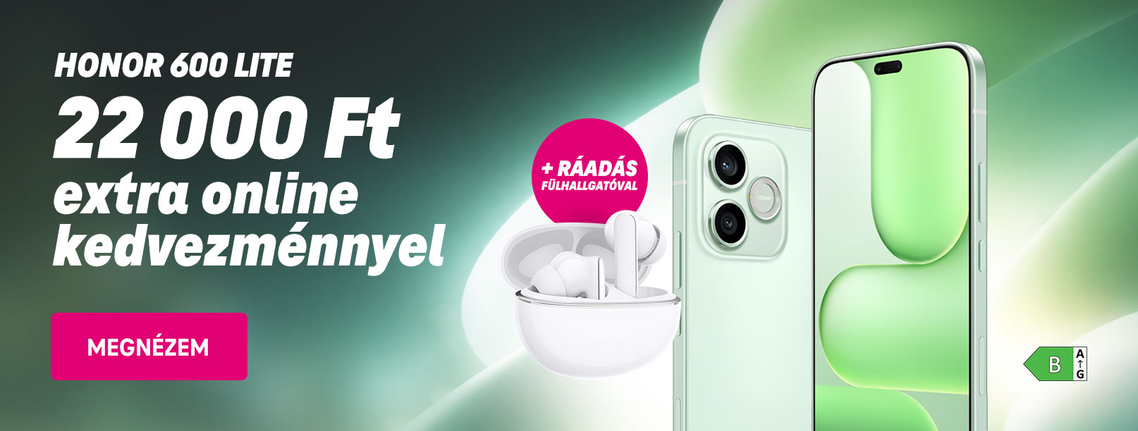 HONOR 600 Lite 22 000 Ft extra online kedvezménnyel + ráadás fülhallgatóval
