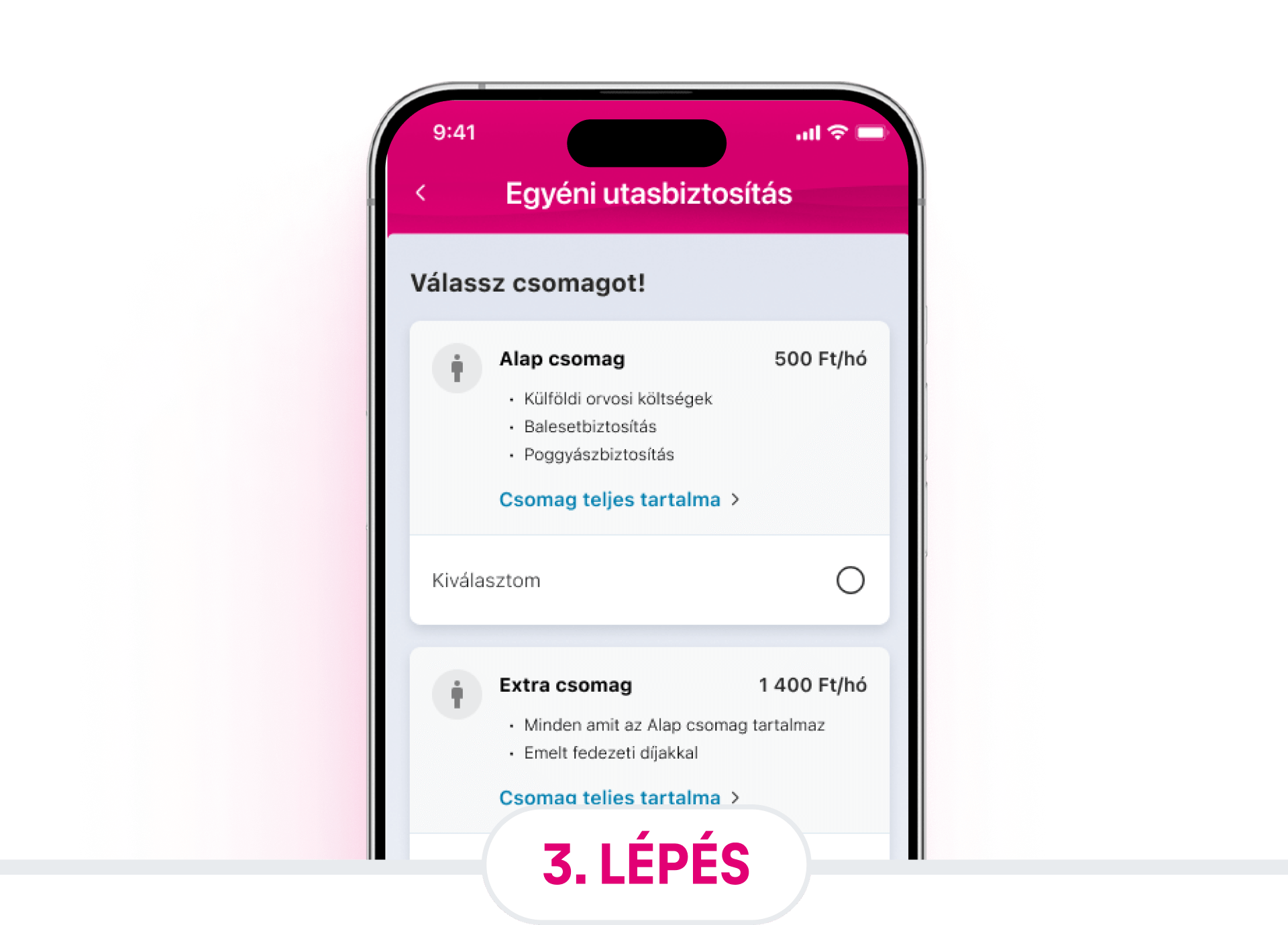 Telekom Egészség regisztrációs felület, ahol a felhasználó a Regisztrálok gombra kattinthat.